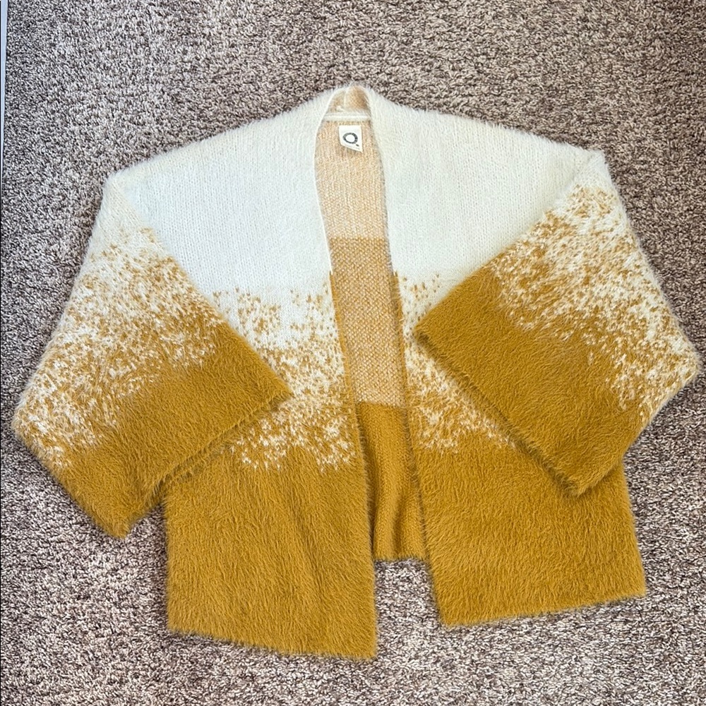 Anthropologie Two-Tone Sweater - White and Saffron Yellow